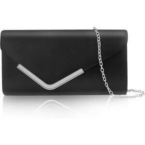 Women Black Trendy Clutch Purses Evening Fashion Envelope Cross-Body Handbags